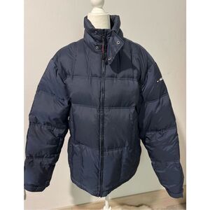 Tommy Hilfiger blue red puffer down fill jacket L